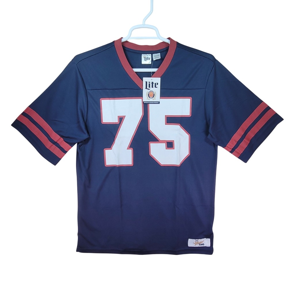 Miller Lite #75 Football Jersey Mens Medium V-Neck Graphic Bold Print Front Back
